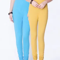 Dollar Missy Blue & Green Cotton Leggings - Pack of 2-image-71
