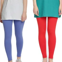 Dollar Missy Red & Blue Cotton Leggings - Pack of 2-picture-0