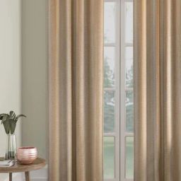 Hosta Homes Beige Polyester 10 ft Blackout Long Door Curtain-11