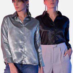 BUYNEWTREND Grey & Black Regular Fit Shirt (Pack Of 2)-image-25