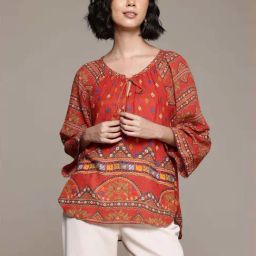 AARKE RITU KUMAR Orange Printed Top-image-58