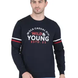 Monte Carlo Navy Regular Fit Round Neck Printed Sweatshirt-10