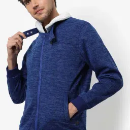 Campus Sutra Navy Cotton Regular Fit Texture Jacket-45
