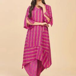 Fabindia Pink Cotton Printed A Line Kurta-image-12