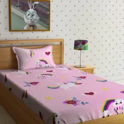 HOSTA HOMES Character based Multicolor 220 TC Glace Cotton Single Kids Bed Sheet with 1 Pillow Cover-picture-24
