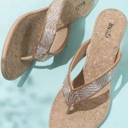 Inc.5 Women's Rose Gold Thong Wedges-image-35