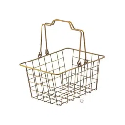 AS ONE Antique Gold Wire Basket 23x17x11.5cm Steel CoPPer Alloy Coating, 61-380-3-4 (Set of 12 pcs)-23
