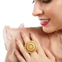 Zaveri Pearls Splendid Gold Look Finely Detailed Finger Ring-ZPFK9376-1