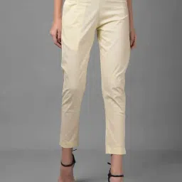 Dollar Missy Cream Cotton Stretch Pants-image-19