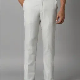 Louis Philippe Grey Slim Fit Self Pattern Trousers-image-44
