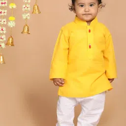 VASTRAMAY Boys Yellow Cotton Blend Kurta-picture-48
