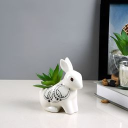 Myntra Elegant Homes White & Green Elegant Bunny Succulent Planter-46