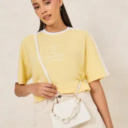 Styli Yellow Graphic Print Oversized T-Shirt-image-55