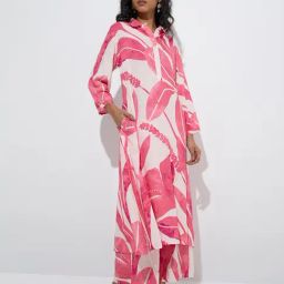 Utsa by Westside Pink Foliage Printed A-Line Kurta-97