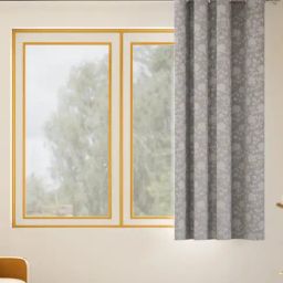 Haus & Kinder Light Grey / Silver Chateau Rose Cotton Polyester Single Window Curtain 5 Ft-image-7