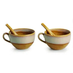 ExclusiveLane 'The Eclipsed Two' Soup Bowls With Spoons Dual Glazed Studio Pottery In Ceramic (2) image 2