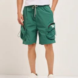 The Bear House Green Regular Fit Solid Shorts-picture-34