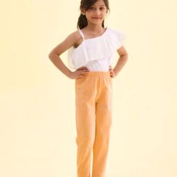 Go Colors! Kids Light Peach Cotton Slim Fit Leggings-picture-25