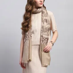 Monte Carlo Beige & Brown Printed Stole-picture-48