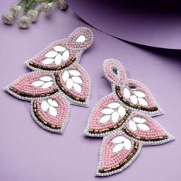 Moedbuille Mirrors and Beads Contemporary Leaf Design Handcrafted Afghan Earrings-20
