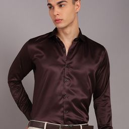 FUBAR Spread Collar Satin Slim Fit Shirt-image-29