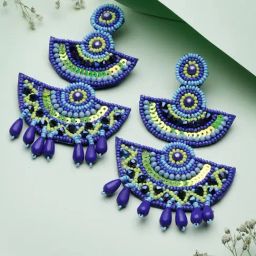 Moedbuille Beads and Sequins Contemporary Layered Design Handcrafted Tasselled Earrings-image-36