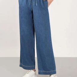 Vero Moda Blue Cotton Flared Trousers-image-38