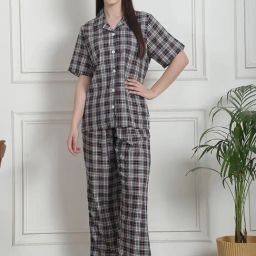 Secret Wish Black Check Shirt With Pyjama-image-35