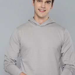 M&H Easy Men Grey Solid Hooded Sweatshirt-image-10