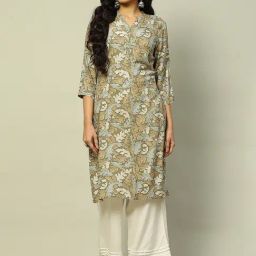 Rangriti Green Printed Straight Kurta-36