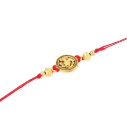 NVR Men Set of 3 Gold Toned Thread Rakhi with Roli Chawal Chandan & Mishri image 4