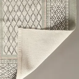 Peepul Tree Off white & Sea Green Block Printed Rectangular Bed Runner-picture-9