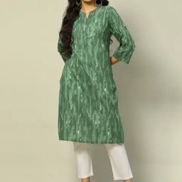 Rangriti Dark Green Printed Straight Kurta-image-99