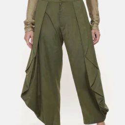 Asmi by Mayank Modi Mehendi Green Silk Dhoti Pants-image-25