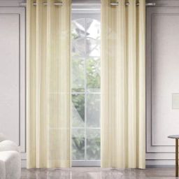 Haus & Kinder Cream Linear Grace Cotton Polyester Door Curtains 7 Ft - Pack Of-image-92
