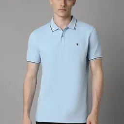 Louis Philippe Blue Cotton Slim Fit Polo T-Shirt-picture-45