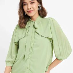 Madame Apple Green Regular Fit Top-image-21
