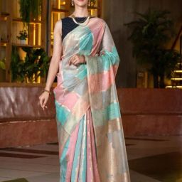 Beatitude Multi-Color Weaving Organza Saree-picture-32