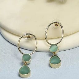 Biba Mint Green Brass Dangler Earrings for Women-image-21