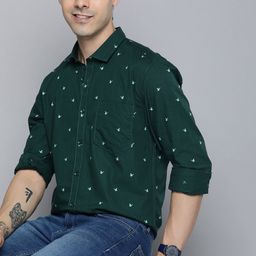Mast & Harbour Men Green Conversational Opaque Printed Pure Cotton Casual Shirt-image-77