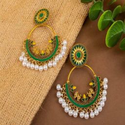 Jewelz Trendy Dangler Earrings Embellished With Small Pearls for Girls & Women-17