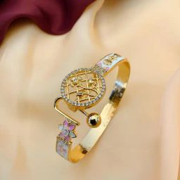 Abdesigns Gold Plated Meenakari American Diamond Statement Bracelet-92