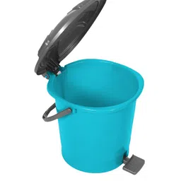 Kuber Industries Black & Blue 2 Pieces Durable Pedal Dustbin With Handle - 10 L Each image 3