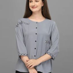 Prettify Grey Embroidered Top-image-4