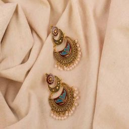 Jewelz Trendy Chand Bali Earrings Embellished With Small Pearls for Girls & Women-16