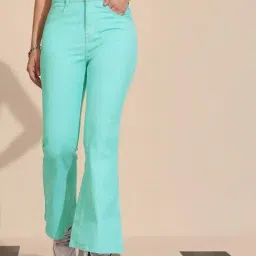 Dolce Crudo Turquoise Flared Fit Jeans-picture-7