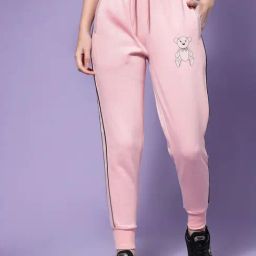 KASSUALLY Pink Printed Joggers-image-12