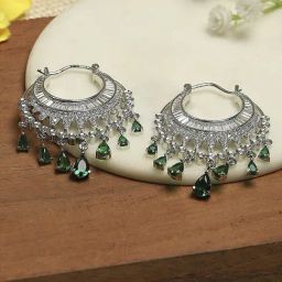 Biba Green Brass Chaand Bali Earrings for Women-36