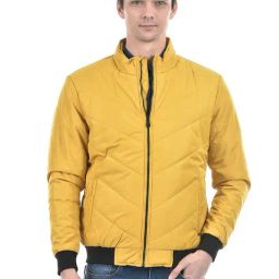 Numero Uno Musturd Regular Fit Quilted Jacket-image-72