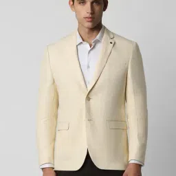 Van Heusen Beige Linen Slim Fit Checks Blazer-image-42